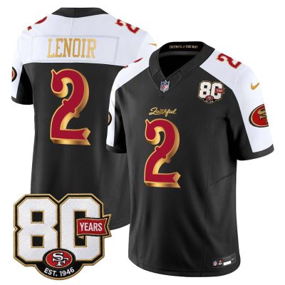 San Francisco 49ers 80th Anniversary Patch Vapor Limited Jersey - Rivalries Edition - Black Alternate / Deommodore Lenoir