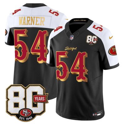 San Francisco 49ers 80th Anniversary Patch Vapor Limited Jersey - Rivalries Edition - Black Alternate / Fred Warner