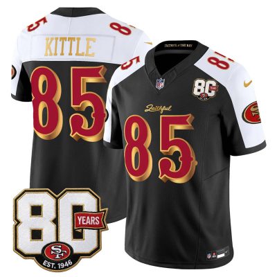 San Francisco 49ers 80th Anniversary Patch Vapor Limited Jersey - Rivalries Edition - Black Alternate / George Kittle