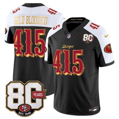 San Francisco 49ers 80th Anniversary Patch Vapor Limited Jersey - Rivalries Edition - Black Alternate / Gold Blooded 415