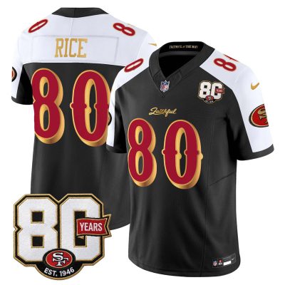 San Francisco 49ers 80th Anniversary Patch Vapor Limited Jersey - Rivalries Edition - Black Alternate / Jerry Rice