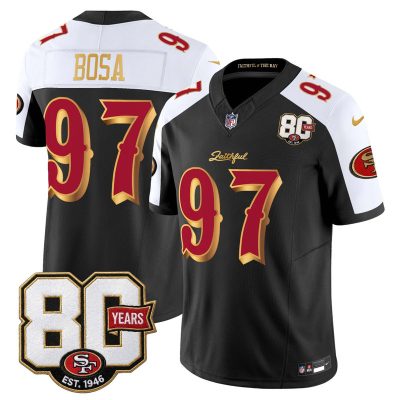 San Francisco 49ers 80th Anniversary Patch Vapor Limited Jersey - Rivalries Edition - Black Alternate / Nick Bosa