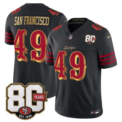 San Francisco 49ers 80th Anniversary Patch Vapor Limited Jersey - Rivalries Edition - Black Rivalries / #49 San Francisco