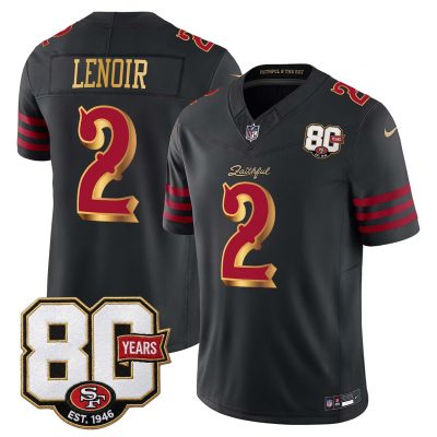 San Francisco 49ers 80th Anniversary Patch Vapor Limited Jersey - Rivalries Edition - Black Rivalries / Deommodore Lenoir