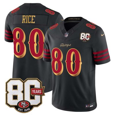 San Francisco 49ers 80th Anniversary Patch Vapor Limited Jersey - Rivalries Edition - Black Rivalries / Jerry Rice