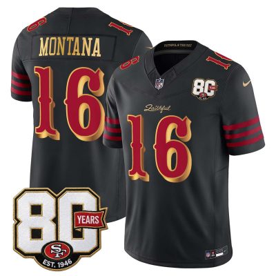 San Francisco 49ers 80th Anniversary Patch Vapor Limited Jersey - Rivalries Edition - Black Rivalries / Joe Montana