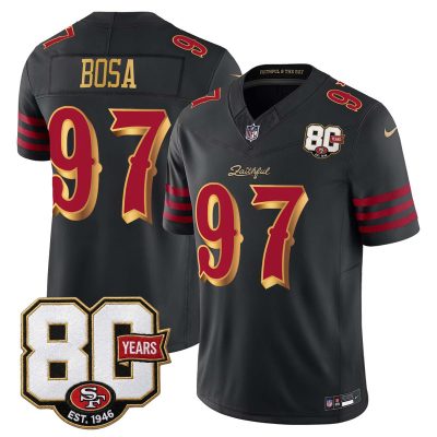 San Francisco 49ers 80th Anniversary Patch Vapor Limited Jersey - Rivalries Edition - Black Rivalries / Nick Bosa