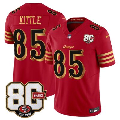 San Francisco 49ers 80th Anniversary Patch Vapor Limited Jersey - Rivalries Edition - Red Gold / George Kittle