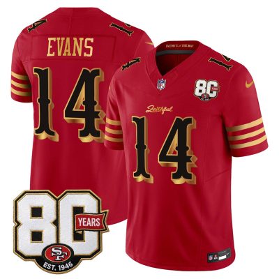 San Francisco 49ers 80th Anniversary Patch Vapor Limited Jersey - Rivalries Edition - Red Gold / Mike Evans