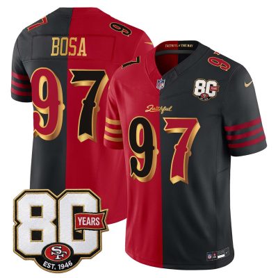 San Francisco 49ers 80th Anniversary Patch Vapor Limited Jersey - Rivalries Edition - Split / Nick Bosa