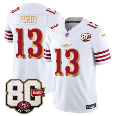 San Francisco 49ers 80th Anniversary Patch Vapor Limited Jersey - Rivalries Edition - White Gold / Brock Purdy