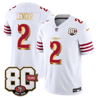 San Francisco 49ers 80th Anniversary Patch Vapor Limited Jersey - Rivalries Edition - White Gold / Deommodore Lenoir