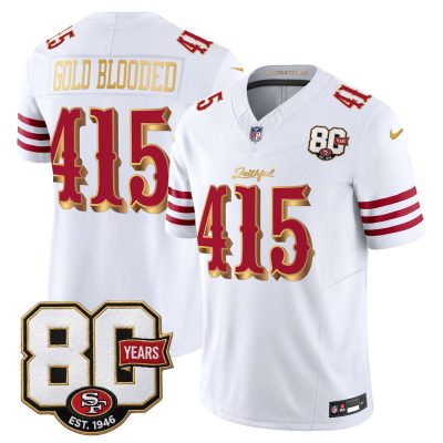San Francisco 49ers 80th Anniversary Patch Vapor Limited Jersey - Rivalries Edition - White Gold / Gold Blooded 415
