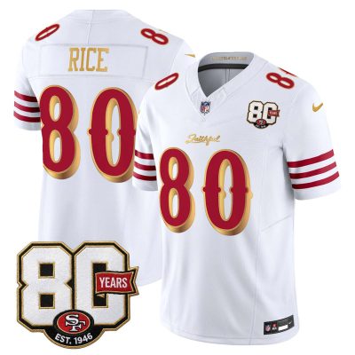 San Francisco 49ers 80th Anniversary Patch Vapor Limited Jersey - Rivalries Edition - White Gold / Jerry Rice