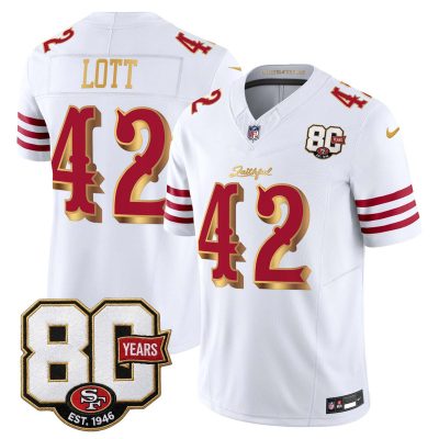 San Francisco 49ers 80th Anniversary Patch Vapor Limited Jersey - Rivalries Edition - White Gold / Ronnie Lott