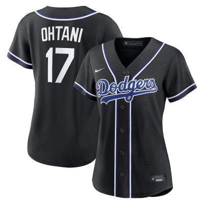Shohei Ohtani Los Angeles Dodgers Women's Fashion Replica Black Out Player Jersey