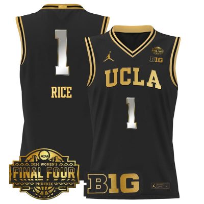 UCLA Bruins 2026 Women's Tournament Final Four Basketball Stitched Jersey - Black Gold / Kiki Rice
