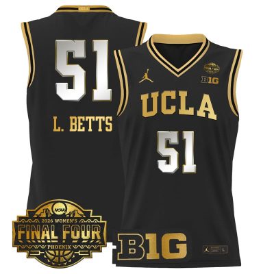 UCLA Bruins 2026 Women's Tournament Final Four Basketball Stitched Jersey - Black Gold / Lauren Betts