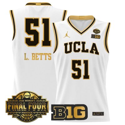 UCLA Bruins 2026 Women's Tournament Final Four Basketball Stitched Jersey - White Gold / Lauren Betts