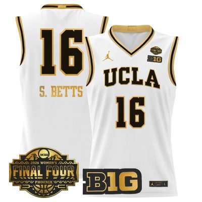 UCLA Bruins 2026 Women's Tournament Final Four Basketball Stitched Jersey - White Gold / Sienna Betts