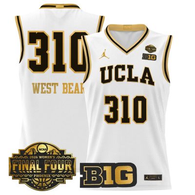 UCLA Bruins 2026 Women's Tournament Final Four Basketball Stitched Jersey - White Gold / West Bear 310