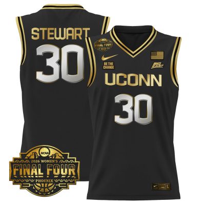 UConn Huskies 2026 Women's Tournament Final Four Basketball Stitched Jersey - Black Gold / Breanna Stewart