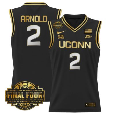 UConn Huskies 2026 Women's Tournament Final Four Basketball Stitched Jersey - Black Gold / KK Arnold