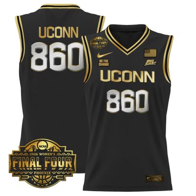 UConn Huskies 2026 Women's Tournament Final Four Basketball Stitched Jersey - Black Gold / UConn 860
