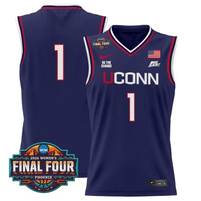 UConn Huskies 2026 Women's Tournament Final Four Basketball Stitched Jersey - Navy / #1 Team