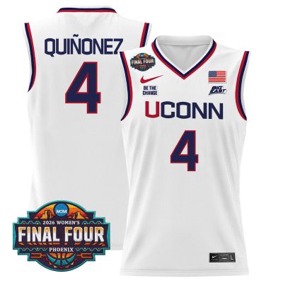 UConn Huskies 2026 Women's Tournament Final Four Basketball Stitched Jersey - White / Blanca Quiñonez