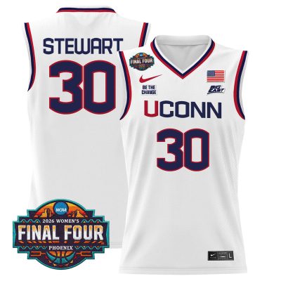 UConn Huskies 2026 Women's Tournament Final Four Basketball Stitched Jersey - White / Breanna Stewart
