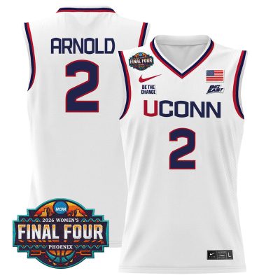 UConn Huskies 2026 Women's Tournament Final Four Basketball Stitched Jersey - White / KK Arnold