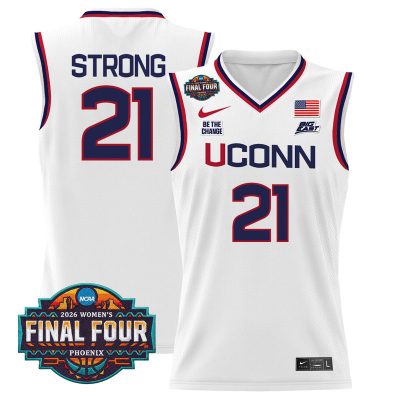 UConn Huskies 2026 Women's Tournament Final Four Basketball Stitched Jersey - White / Sarah Strong