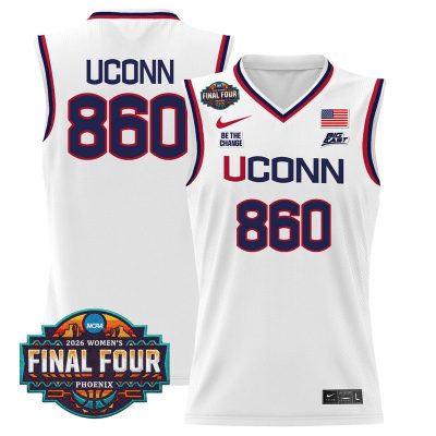 UConn Huskies 2026 Women's Tournament Final Four Basketball Stitched Jersey - White / UConn 860