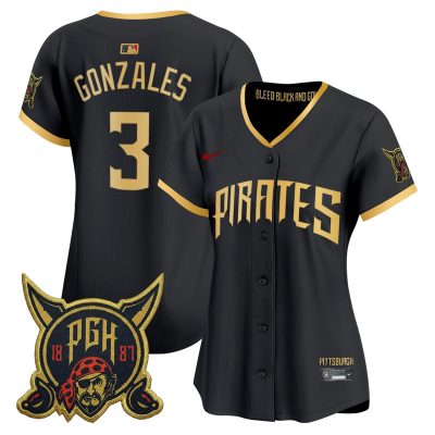 Women's Pittsburgh Pirates 2026 City Connect Vapor Premier Stitched Jersey - Black / Nick Gonzales