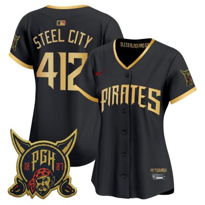 Women's Pittsburgh Pirates 2026 City Connect Vapor Premier Stitched Jersey - Black / Steel City 412