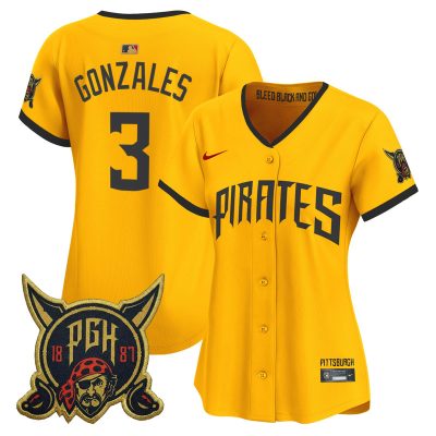 Women's Pittsburgh Pirates 2026 City Connect Vapor Premier Stitched Jersey - Gold / Nick Gonzales