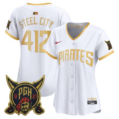 Women's Pittsburgh Pirates 2026 City Connect Vapor Premier Stitched Jersey - White / Steel City 412