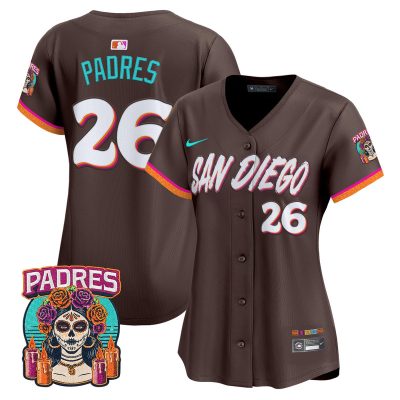 Women's San Diego Padres 2026 City Connect Vapor Premier Stitched Jersey - Brown / #26 Padres