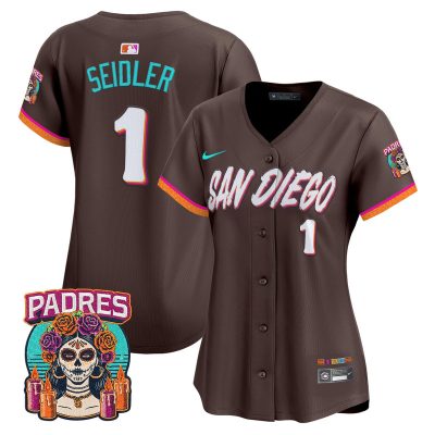 Women's San Diego Padres 2026 City Connect Vapor Premier Stitched Jersey - Brown / Peter Seidler