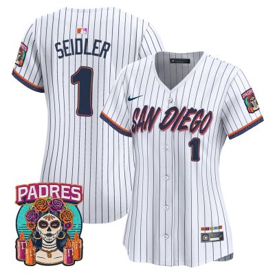 Women's San Diego Padres 2026 City Connect Vapor Premier Stitched Jersey - Pinstripe / Peter Seidler