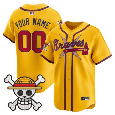 Atlanta Braves x One Piece Vapor Premier Limited Custom Jersey - Gold