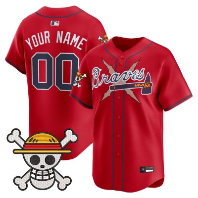 Atlanta Braves x One Piece Vapor Premier Limited Custom Jersey - Red