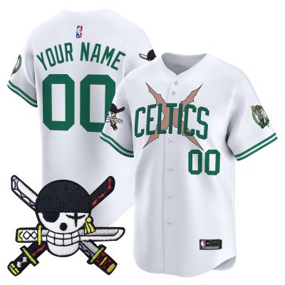 Boston Celtics x One Piece Patch Vapor Baseball Custom Jersey - Zoro Edition - Stitched - Association