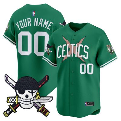 Boston Celtics x One Piece Patch Vapor Baseball Custom Jersey - Zoro Edition - Stitched - Icon