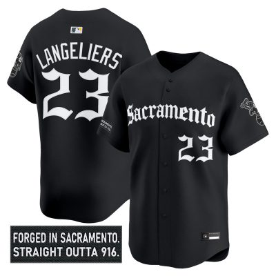 Men's Athletics 'Sacramento Gothic Edition' Vapor Premier Limited Jersey - Black / Shea Langeliers