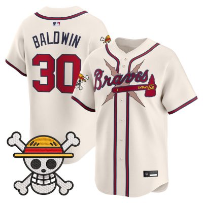 Men's Atlanta Braves x One Piece Vapor Premier Limited Jersey - Cream / Drake Baldwin