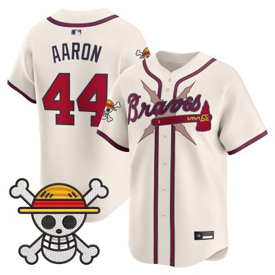 Men's Atlanta Braves x One Piece Vapor Premier Limited Jersey - Cream / Hank Aaron