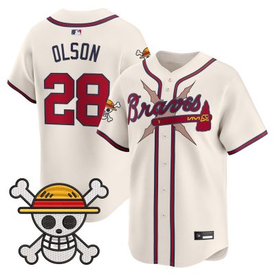 Men's Atlanta Braves x One Piece Vapor Premier Limited Jersey - Cream / Matt Olson