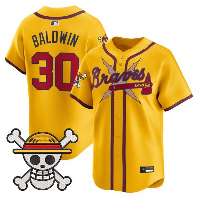 Men's Atlanta Braves x One Piece Vapor Premier Limited Jersey - Gold / Drake Baldwin